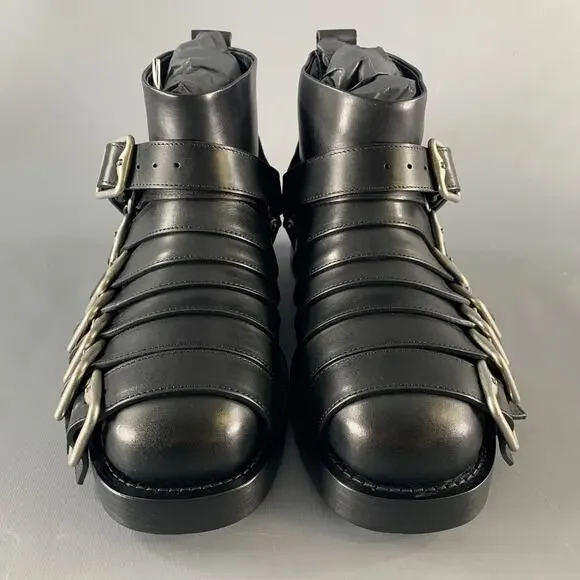 BURBERRY Size 7 Black Leather Pull On Boots - Picture 4 of 9